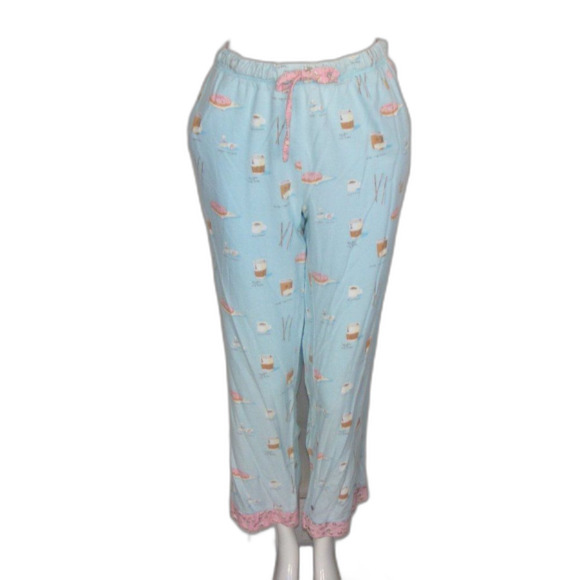 MUNKI MUNKI Pajama Set, M, Blue, Donuts & Coffee, Flannel, 2 piece, Top/Pants - Picture 6 of 14